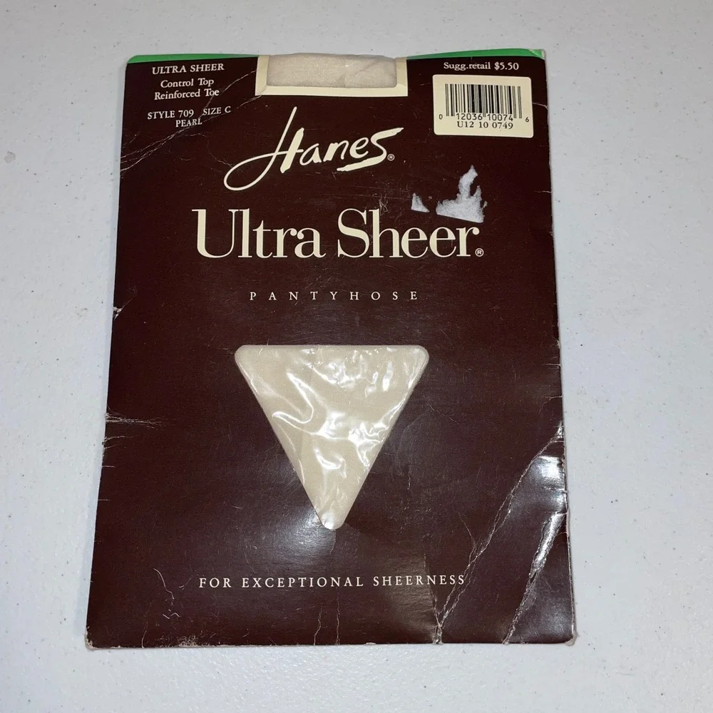 Vintage Hanes Ultra Sheer Control Top Pantyhose Pearl Reinforced Toe Size C